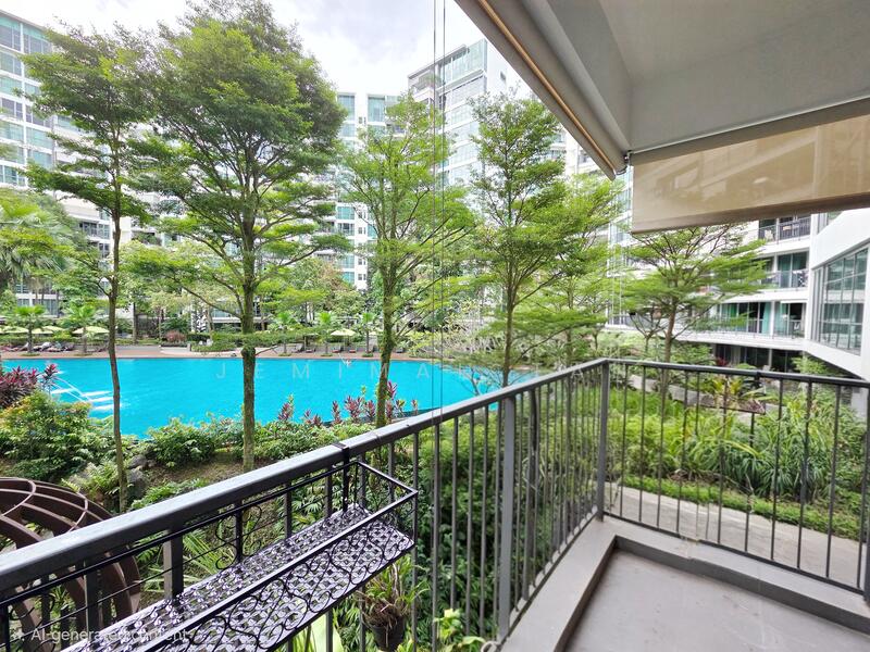 Balcony with pool view