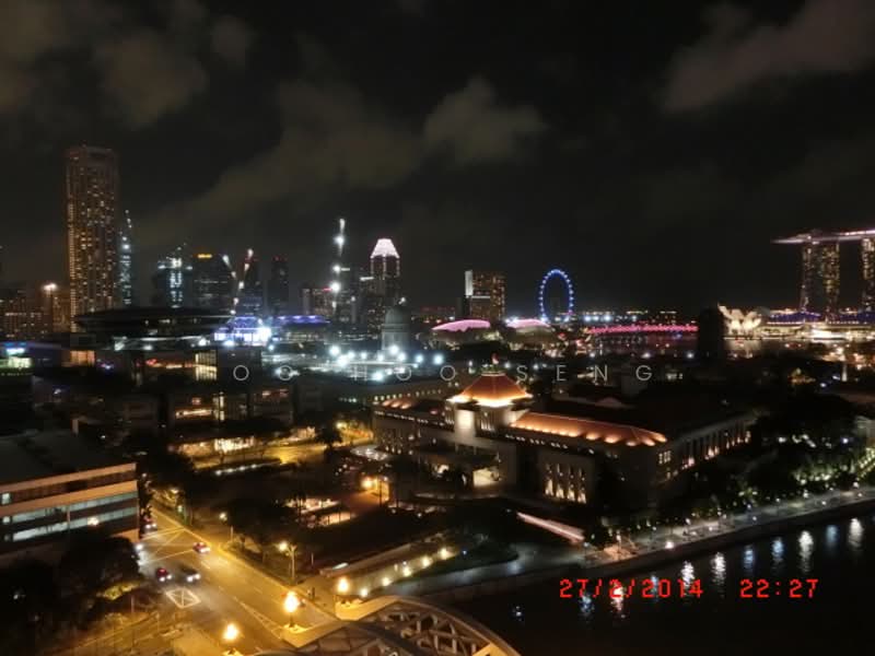 Riverwalk Apartments, 20 Upper Circular Road, 2 Bedrooms, 1,260 sqft, Apartment For Rent, by Foo Hoo Seng, 3637726 - Night View from Master Room - PropertyGuru.com.sg