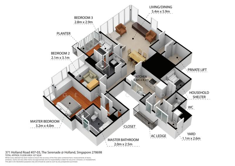 The Serenade @ Holland, 371 Holland Road, 3 Bedrooms, 1,152 sqft, Condominium For Rent, by Gerry Choo, 4083967 - PropertyGuru.com.sg