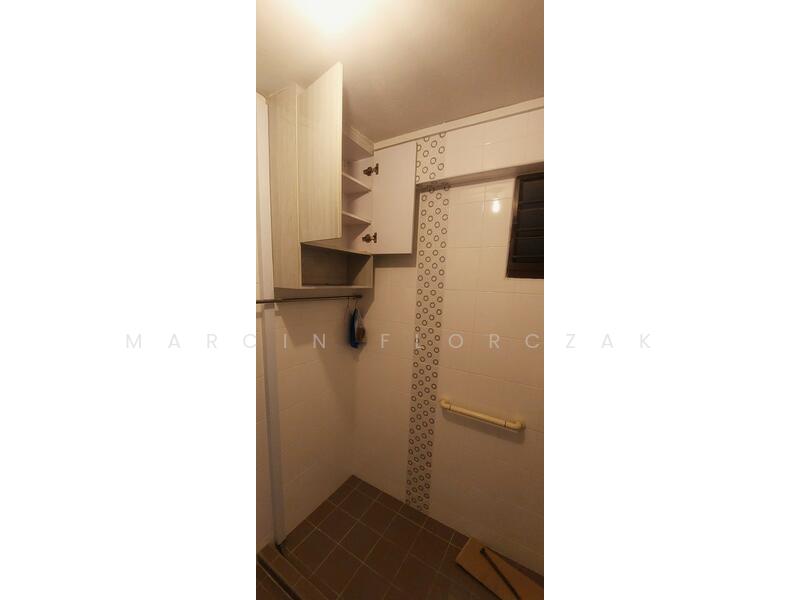 Spacious bathroom with cabinets