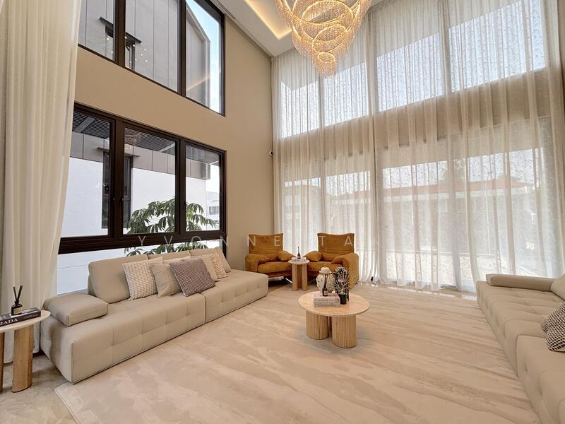 Living Room with Double Volume Ceiling