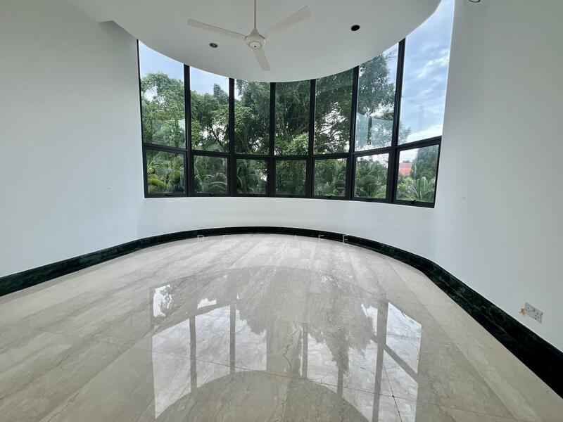 Dining hall with lush greenery view