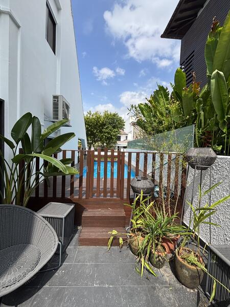 View of pool from side patio