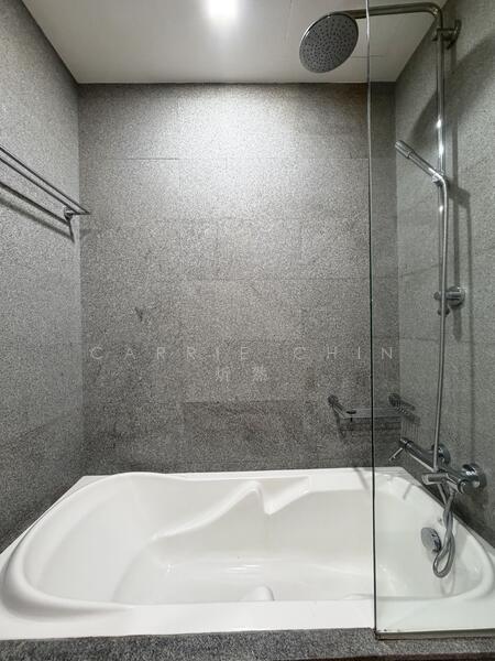 Master bathroom with long bath