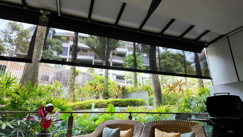 Front Patio with Automatic Blinds