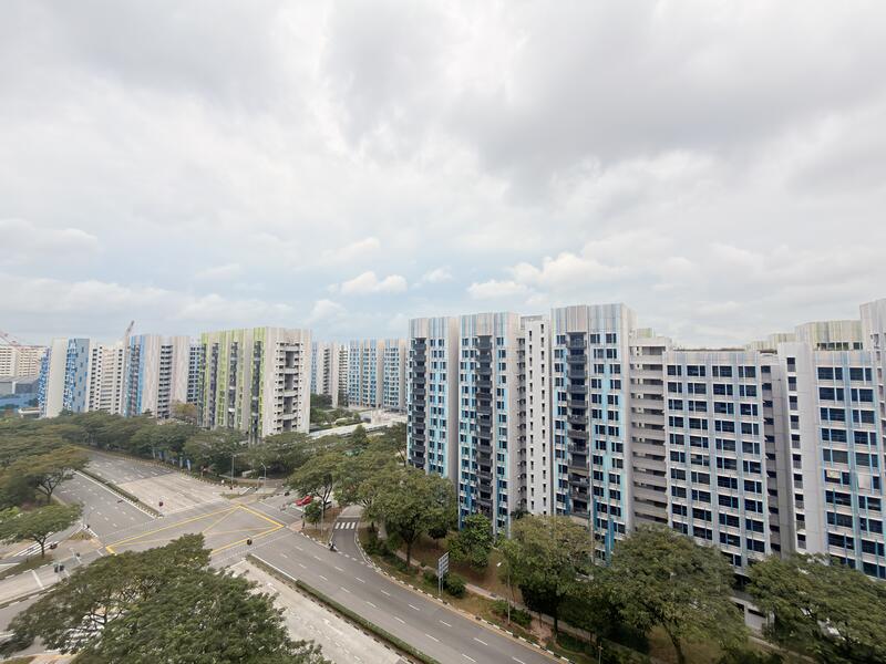 High floor view. Bright and windy.