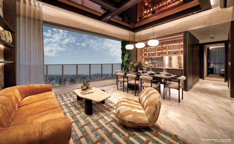 ⭐ Ai Tong less than 1KM! Beside MRT! Condominium For Sale at S$ 2,650,000 | PropertyGuru Singapore - Living Room