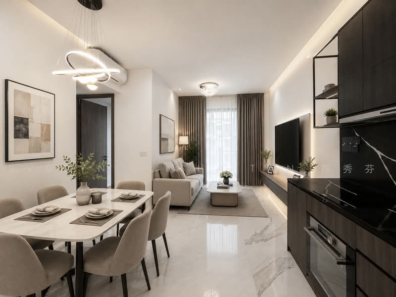 Jervois Mansion, 4 Jervois Close, 3 Bedrooms, 818 sqft, Condominium For Rent, by Evelyn Elisha Tan 陈秀芬, 500051272 - Illustrative Living &Dining w Furnitures - PropertyGuru.com.sg