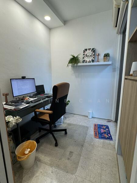 Study area with sliding door for privacy