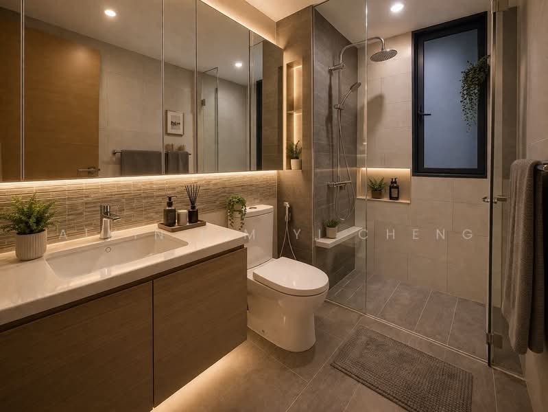 The Rainforest, 343 Choa Chu Kang Avenue 3, 3 Bedrooms, 1,130 sqft, Executive Condominium For Sale, by Alvin Lim Yi Cheng, 500053759 - Master Bathroom (ID) - PropertyGuru.com.sg