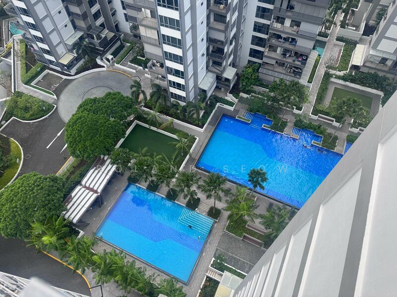 Vue 8 Residence, Pasir Ris Heights, 2 Bedrooms, 797 sqft, Condominium For Rent, by Roland Seow, 500054264 - Pool view from bedrooms - PropertyGuru.com.sg
