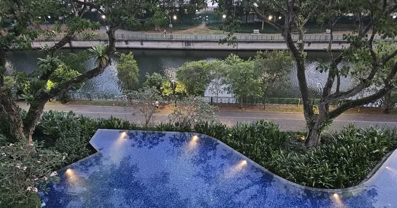 River Modern Condominium For Sale at S$ 2,298,000 | PropertyGuru Singapore - Sample (Real view of pool & river)