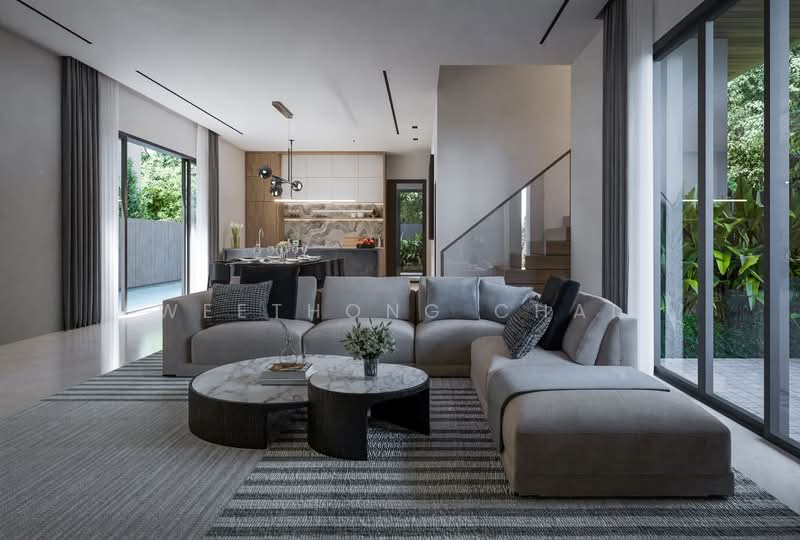 ⭐⭐LANDED7772@Newly Launched Cheapest Brand New Detached Courtyard @Palm (D15) 6rm Bungalow House For Sale at S$ 11,180,000 | PropertyGuru Singapore - Living Room