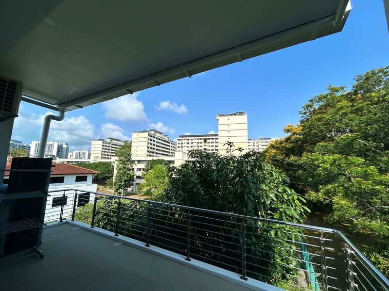 Stunning, Rare & Well-renovated Inter-Terrace - Your Desired Home with Lift! Terraced House For Sale at S$ 5,600,000 | PropertyGuru Singapore - Balcony with greenery