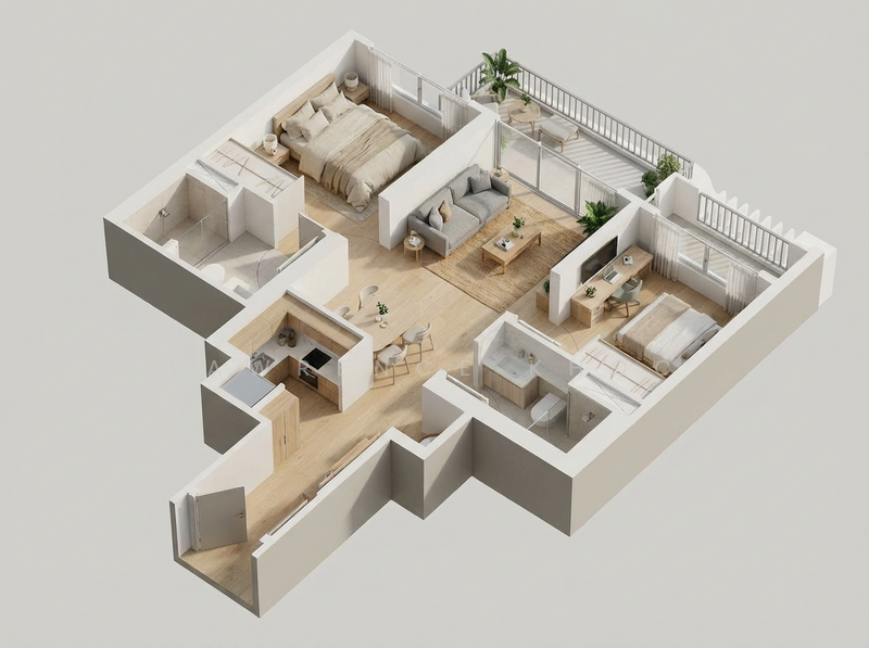 The Tre Ver Condominium For Sale at S$ 1,481,888 | PropertyGuru Singapore - 3D Layout