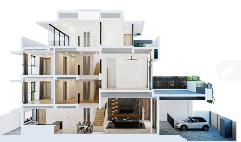 Brand New 2.5 Sty Terrace with Mezzanine & Private Lift | 4,679 sqft Built-Up Terraced House For Sale at S$ 5,480,000 | PropertyGuru Singapore - Living Room