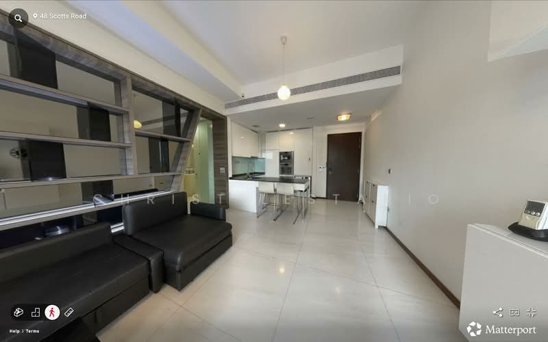 The Scotts Tower, 38 Scotts Road, 1 Bedroom, 646 sqft, Condominium For Rent, by Christ Lestario, 500062814 - Living Room - PropertyGuru.com.sg