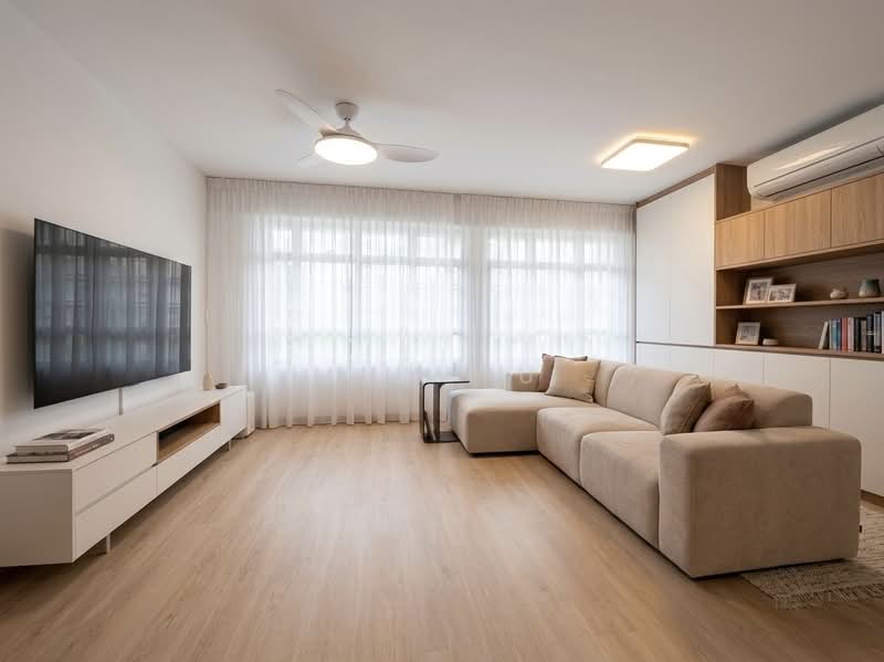 331B Anchorvale Street, 331B Anchorvale Street, 3 Bedrooms, 1,205 sqft, HDB Flat For Sale, by Jun Yu, 500064003 - Living Room (AI render) - PropertyGuru.com.sg