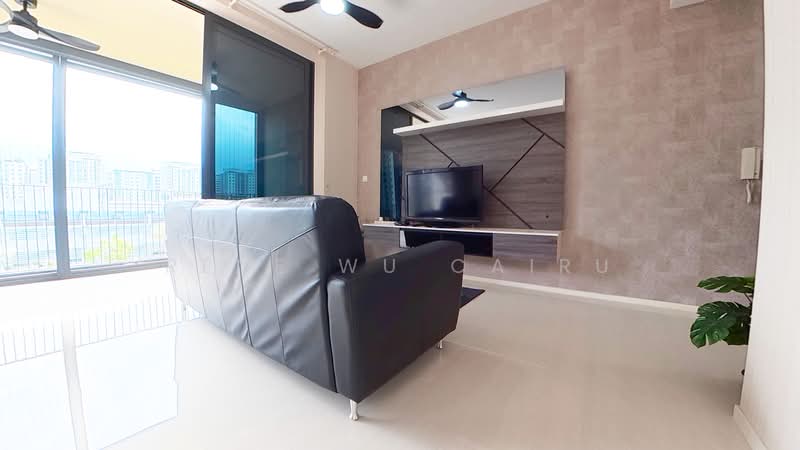 The Amore, 55 Edgedale Plains, 3 Bedrooms, 990 sqft, Executive Condominium For Rent, by Rene Wu Cairu, 500066130 - Living Room and Balcony - PropertyGuru.com.sg