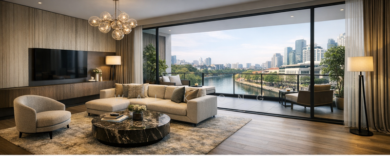 River Modern Condominium For Sale at S$ 2,673,000 | PropertyGuru Singapore - Living Room