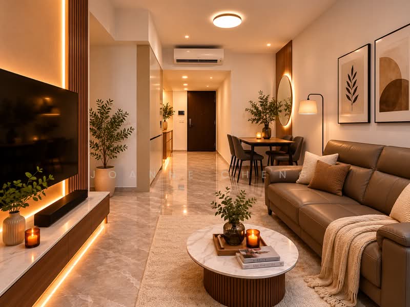 JadeScape, 2 Shunfu Road, 2 Bedrooms, 764 sqft, Condominium For Sale, by Joanne Cheng, 500067140 - Living Room with ID illustration - PropertyGuru.com.sg