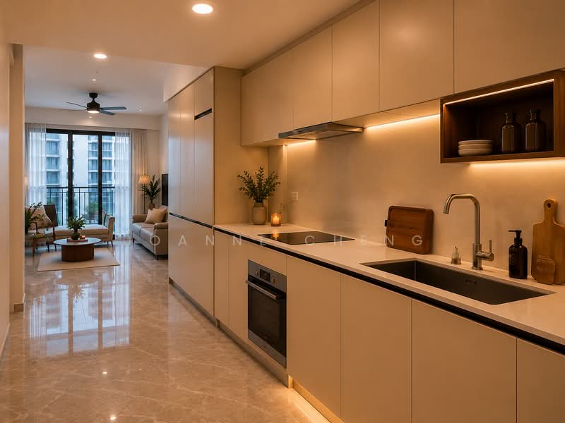 JadeScape, 2 Shunfu Road, 2 Bedrooms, 764 sqft, Condominium For Sale, by Joanne Cheng, 500067140 - Kitchen with ID illustration - PropertyGuru.com.sg
