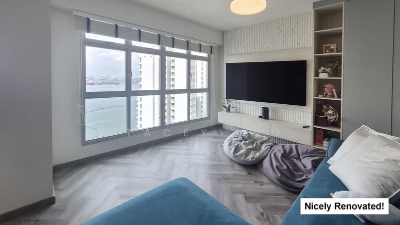 Northshore Straitsview, 421B Northshore Drive, 2 Bedrooms, 1,001 sqft, HDB Flat For Rent, by Stacey Ang, 500068810 - Living Room with Rare Seaview - PropertyGuru.com.sg