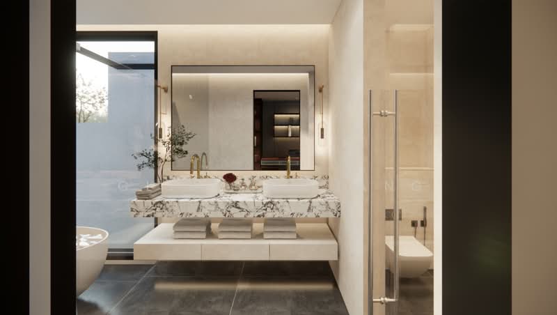💫 True Corner Bt Timah Linked Bungalow, Jalan Jambu Mawar, 6 Bedrooms, 9,000 sqft, Semi-Detached House For Sale, by Clifton Liang, 500068894 - Bathroom - PropertyGuru.com.sg