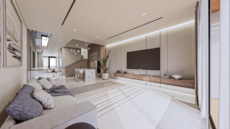 Brand New Modern 2.5 Sty Terrace Home with Basement & Lift | 5,413sqft Terraced House For Sale at S$ 6,500,000 | PropertyGuru Singapore - Living Room