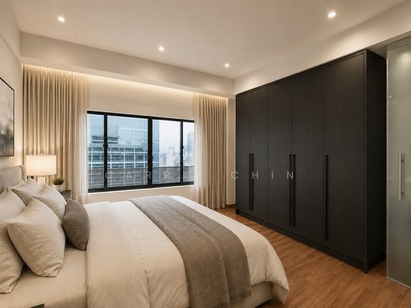 International Plaza, 10 Anson Road, 2 Bedrooms, 1,033 sqft, Apartment For Rent, by Carrie Chin, 500072306 - Master Bedroom (ID Rendering) - PropertyGuru.com.sg