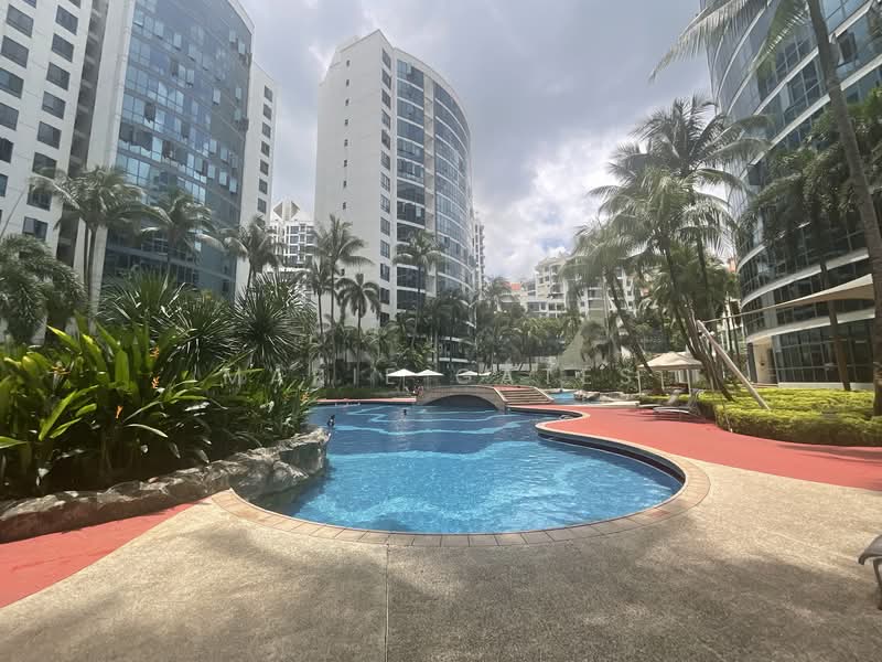 Water Place, 171 Tanjong Rhu Road, 2 Bedrooms, 904 sqft, Condominium For Rent, by Marie Gates, 500072721 - poolside deck with cabanas - PropertyGuru.com.sg