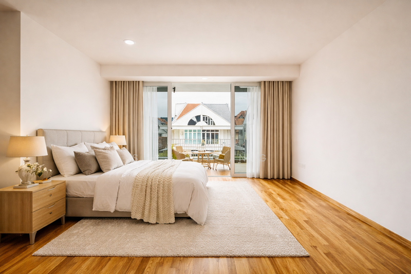 Brand New 2.5 storey Terrace, 6+1 bed with lift in Sennett Estate Terraced House For Sale at S$ 7,280,000 | PropertyGuru Singapore - Bedroom