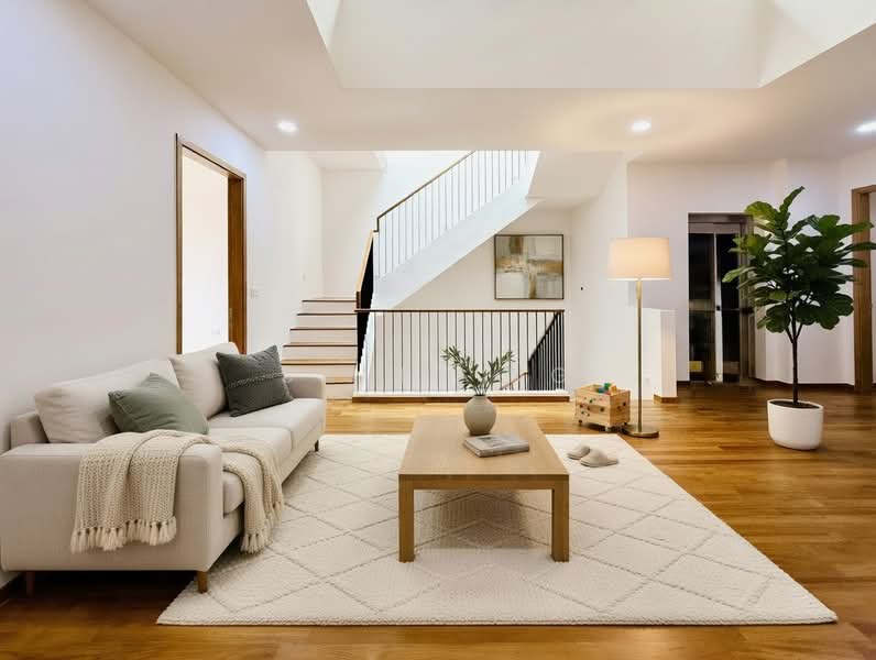 Brand New 2.5 storey Terrace, 6+1 bed with lift in Sennett Estate Terraced House For Sale at S$ 7,280,000 | PropertyGuru Singapore - Living Room