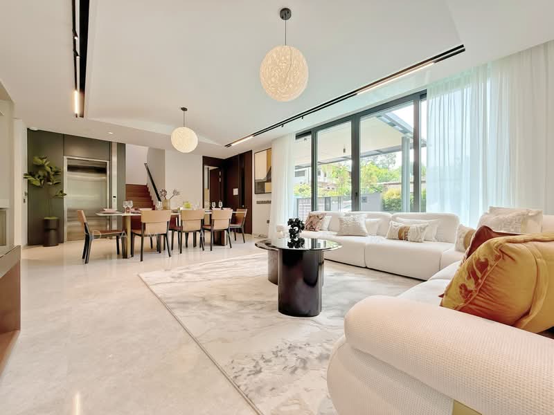 ⭐️TOP SOON! BRAND NEW PAIR 3.5-STY SEMI-Ds NEAR JALAN KAMPONG CHANTEK!⭐️ Semi-Detached House For Sale at S$ 9,500,000 | PropertyGuru Singapore - Living Room
