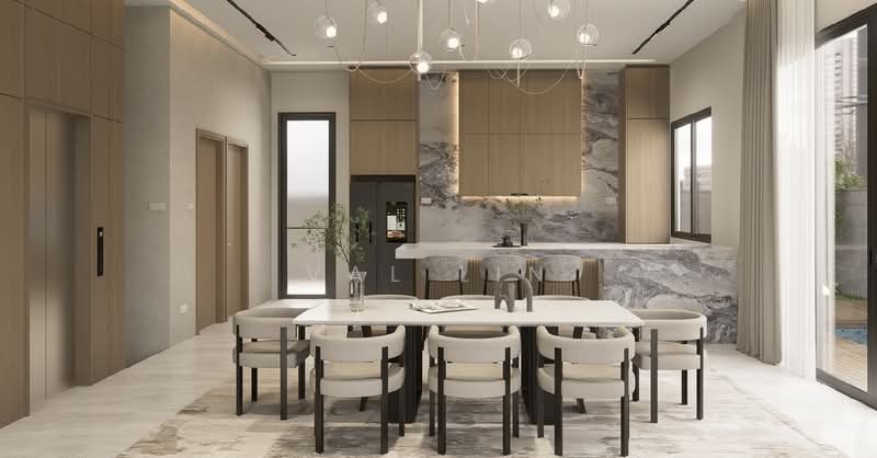 ◤ Bishan Brand New Semi-D with Lift & Pool ❤️ Rare Big Land Wide Frontage 12.7m, 1km Catholic High Semi-Detached House For Sale at S$ 11,800,000 | PropertyGuru Singapore - Dining Room