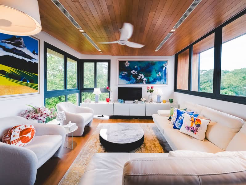 STUNNING VIEWS Rare Elevated Exclusive Detached in D11 Detached House For Sale at S$ 21,800,000 | PropertyGuru Singapore - Living Room