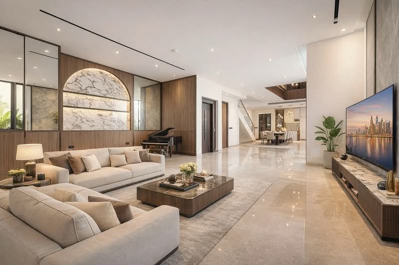 ⭐️RARE & ONLY BRAND NEW CORNER TERRACE IN D10! | WITHIN 1KM TO HENRY PARK PRIMARY | NEAR MRT & MKT⭐️ Corner Terrace For Sale at S$ 9,380,000 | PropertyGuru Singapore - Living Room