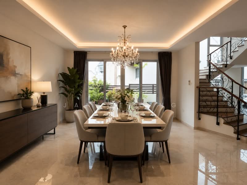 ⭐️Sennett Avenue⭐️ Hilltop Bungalow, , 7 Bedrooms, 6,500 sqft, Bungalow House For Rent, by Janice Ting, 500082563 - Dining Room -illustrated with furniture - PropertyGuru.com.sg