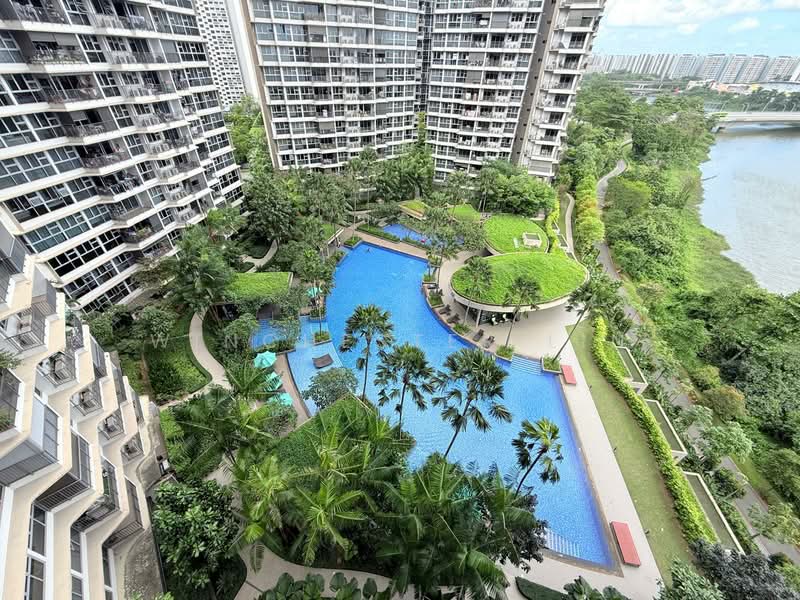 RiverTrees Residences Condominium For Sale at S$ 1,850,000 | PropertyGuru Singapore - Pool View from Living Room