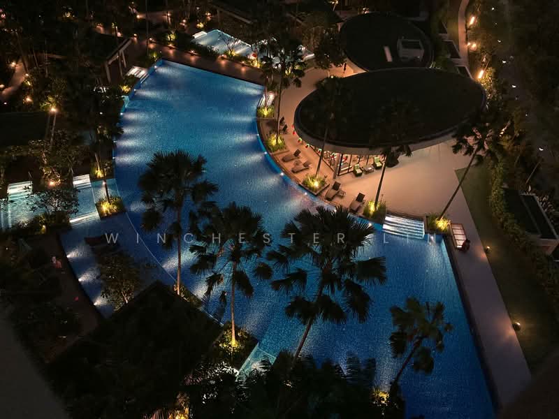 RiverTrees Residences Condominium For Sale at S$ 1,850,000 | PropertyGuru Singapore - Pool View from Living Room