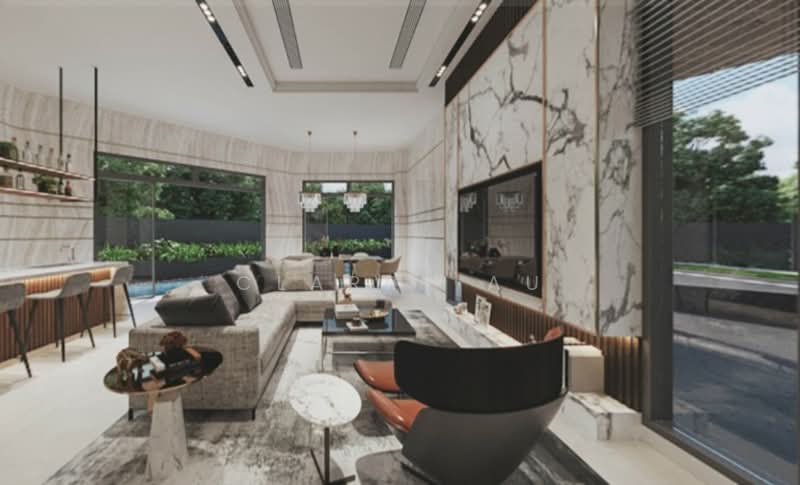 Corner Terrace 3.5 Storey @ Kembawang ⭐️ Brand New ⭐️ Lift & Pool ★Eminence Landed★ Corner Terrace For Sale at S$ 8,080,000 | PropertyGuru Singapore - Living Room