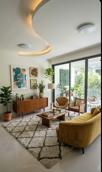 Hedges Park Condominium Condominium For Sale at S$ 1,425,000 | PropertyGuru Singapore - Living Room - with AI Furniture