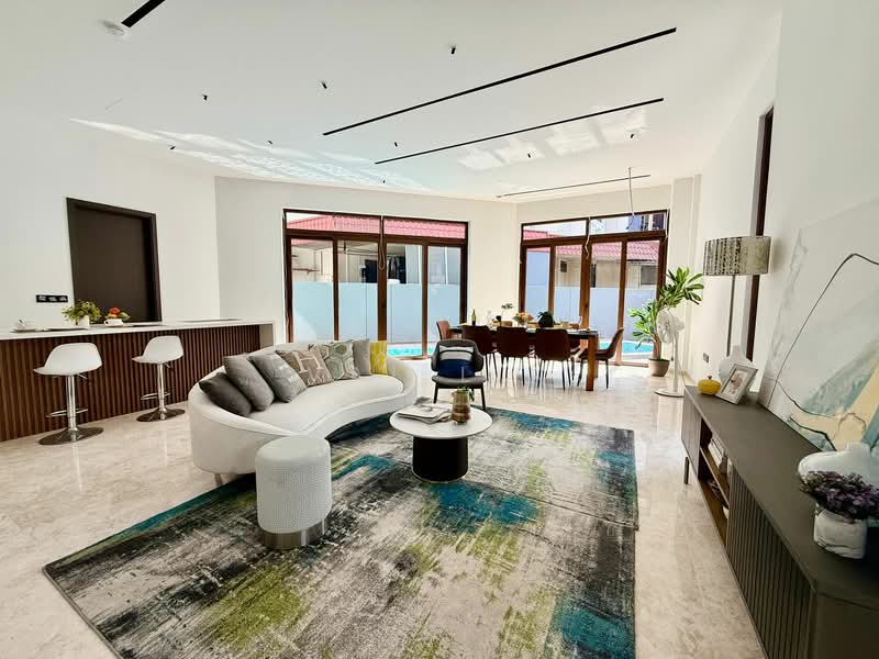 ◤ Brand New Freehold Landed with Lift & Pool EV Charging ❤️ TOP Soon View Today! Near MRT Corner Terrace For Sale at S$ 8,080,000 | PropertyGuru Singapore - Living Room