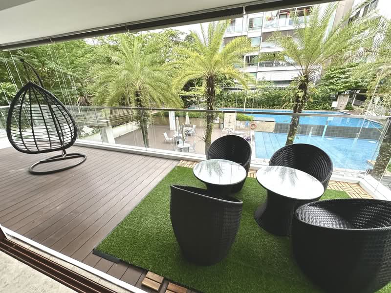 Park Natura, 31 Bukit Batok East Avenue 6, 4 Bedrooms, 1,820 sqft, Condominium For Rent, by Zen Lee, 500089346 - Balcony with Pool View - PropertyGuru.com.sg