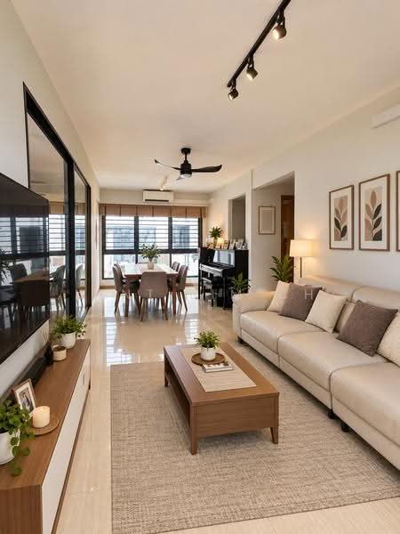 Lush Acres, 3 Fernvale Close, Seletar / Yio Chu Kang, 3 Bedrooms, 1,130 sqft, Executive Condominium For Sale, by Kent Lim CH, 500093738 - Spacious Living Room - AI staged - PropertyGuru.com.sg