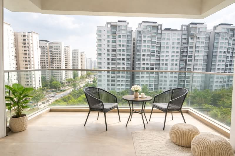 A Treasure Trove, 72 Punggol Walk, 3 Bedrooms, 1,041 sqft, Condominium For Rent, by Cherylene Chan, 500095425 - Balcony - PropertyGuru.com.sg