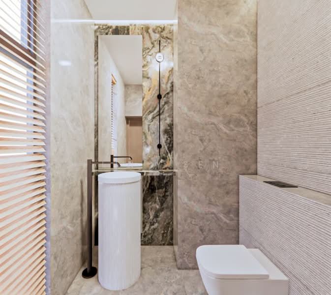Simei Upper Changi Road Brand New Freehold Terrace. 3 Plots Call 9444.4449! Corner Terrace For Sale at S$ 6,444,444 | PropertyGuru Singapore - Bathroom