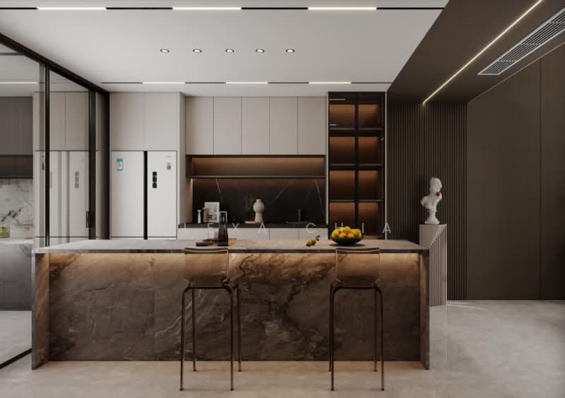 ⭐AlexaLanded⭐ Meet Arboré Brand New D19 Terrace Built 6000sqft Terraced House For Sale at S$ 7,388,888 | PropertyGuru Singapore - Dry Kitchen with Kitchen Island
