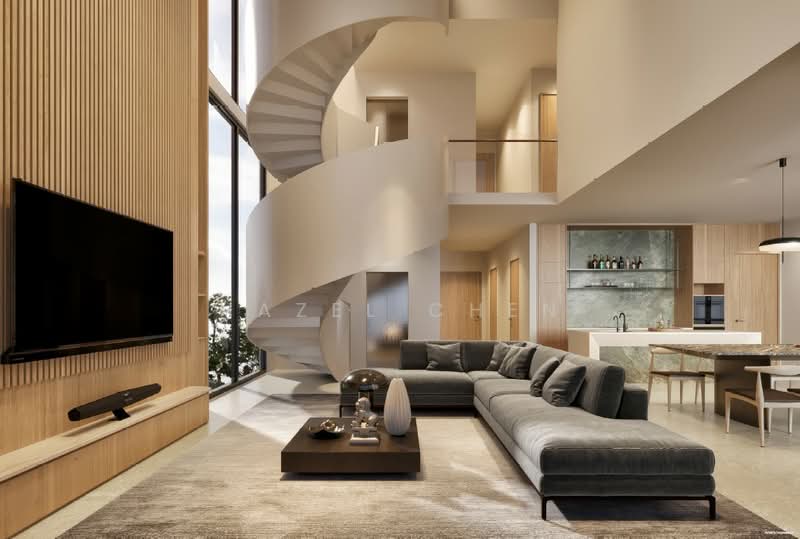 Brand New TOP Detached Semi-Detached Corner Terrace Dunearn Estate, , 6 Bedrooms, 8,562 sqft, Semi-Detached House For Sale, by Hazel Chen, 500099117 - Living Room - PropertyGuru.com.sg