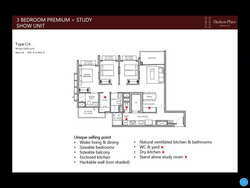 Hudson Place Residences, , 3 Bedrooms, 1,012 sqft, Condominium For Sale, by Nigel J M, 500102560 - PropertyGuru.com.sg